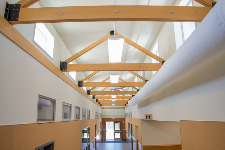 Sage Classroom Interior Wood Beams